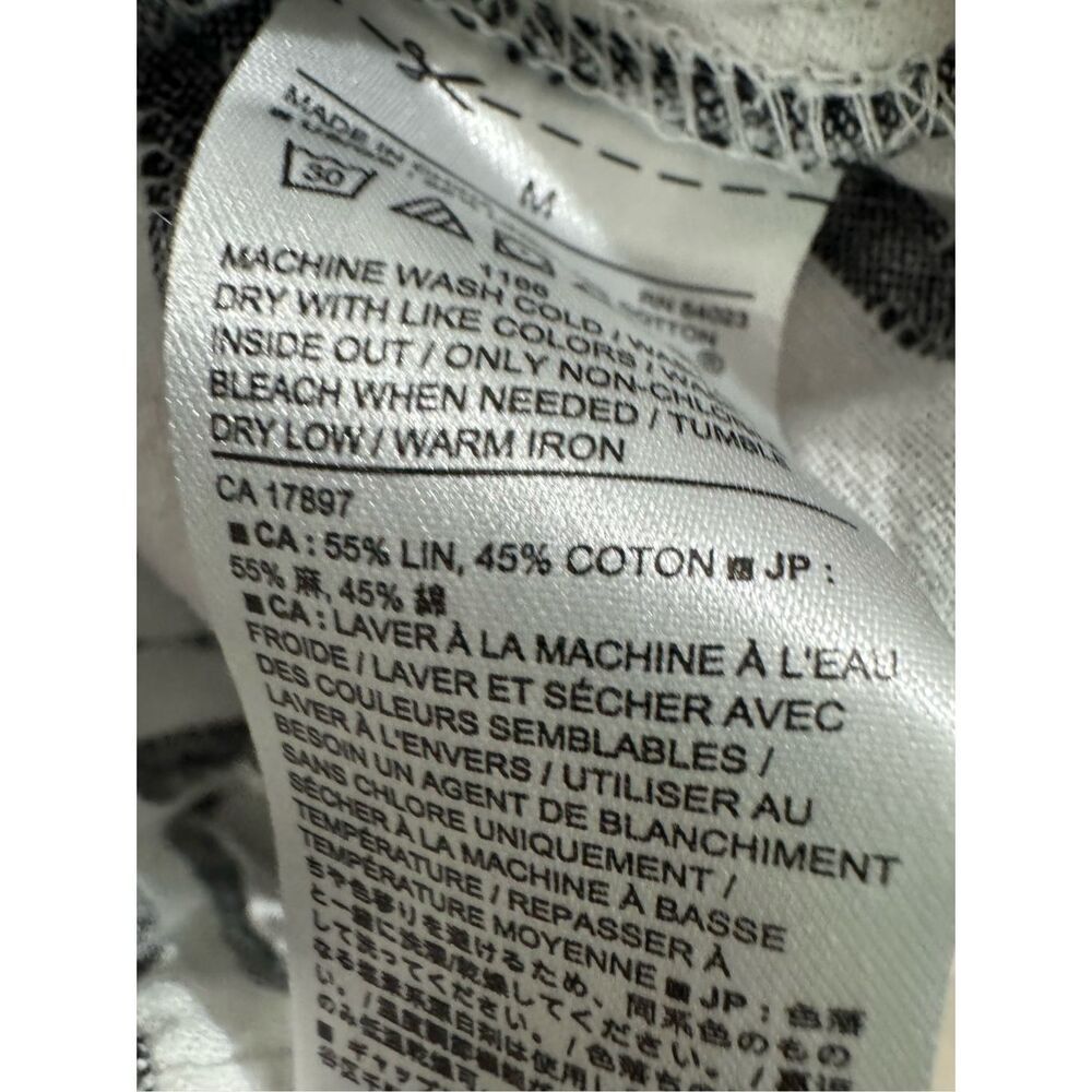 Banana Republic Top M Short Sleeve Button Up Collar Linen Blend Striped - Picture 8 of 8